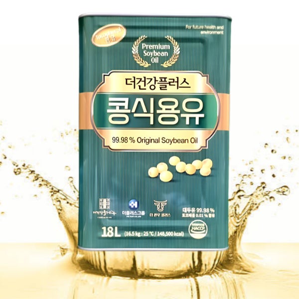 [광주 직배송 전용]더건강플러스 콩 식용유 콩기름 18L 업소용 대두유