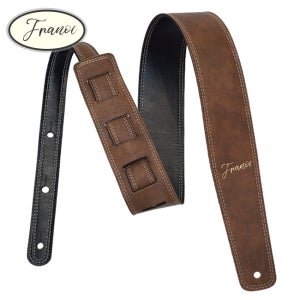 (뮤직캠프)프라노이 P60 BRBL / 통기타 베이스 일렉기타 스트랩 양면 PU 가죽 멜빵 어깨끈 브라운 블랙