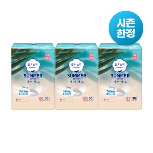 [시즌한정] 좋은느낌 썸머 데이패드 생리대 36매 X 3팩, 쿨한느낌