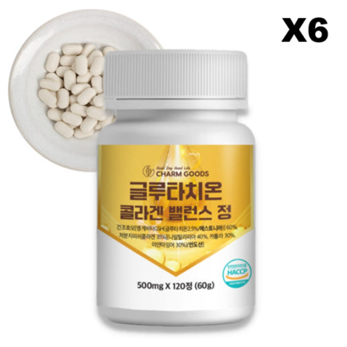 참굿즈 글루타치온 콜라겐 밸런스 500mg 엥게비타 60정, 6개