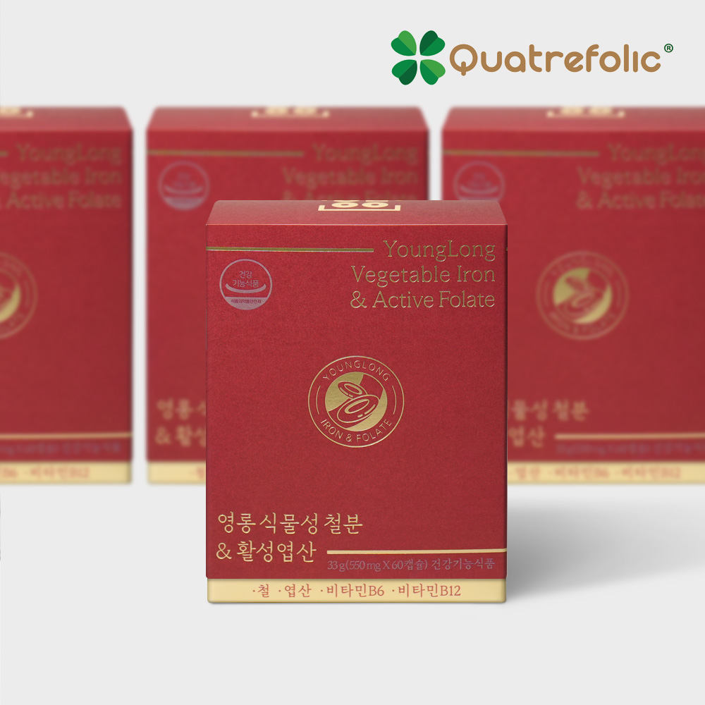 [3+1]<b>영롱</b> 식물성 철분&amp;활성<b>엽산</b>/비건 복합 커리나무잎 철분제 임산부 출산후 NI 음식