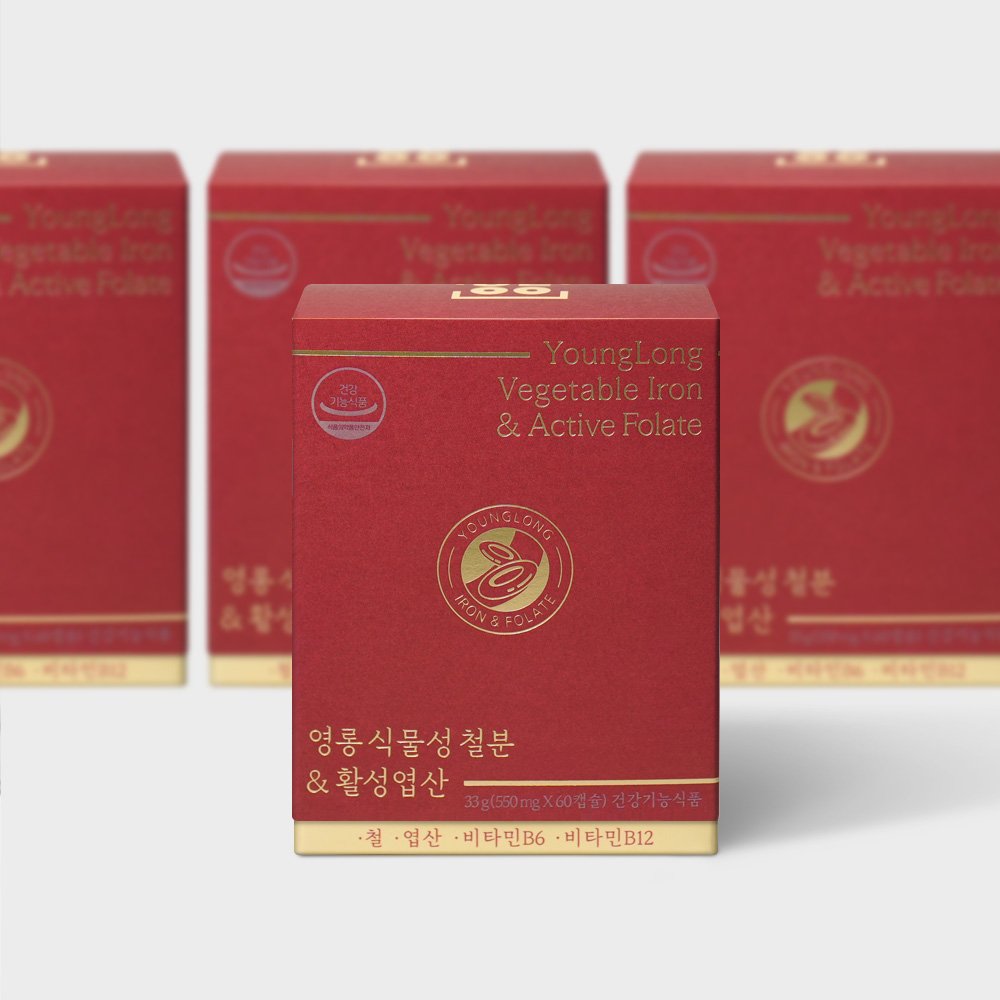 [3+1]<b>영롱</b> 식물성 철분&amp;활성<b>엽산</b>/비건 복합 커리나무잎 철분제 임산부 출산후 NI 음식