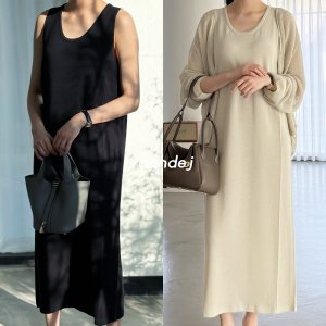 오브 썸머 홀가먼트 리노스 스쿱넥 나시 니트 롱원피스