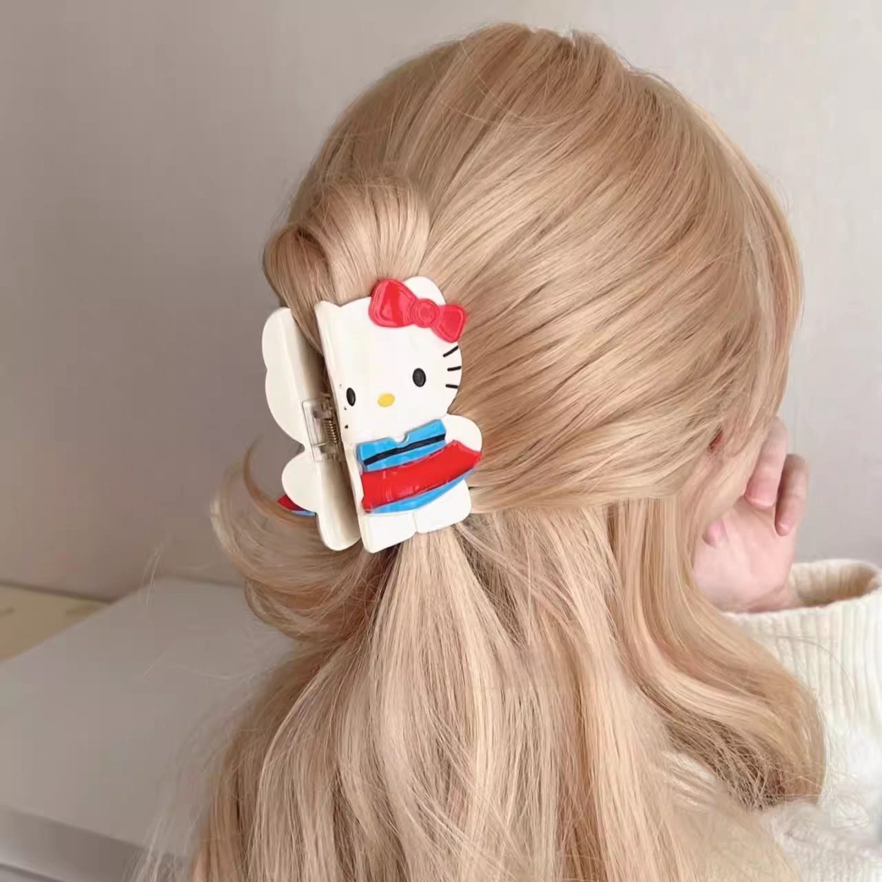 (7종) 헬로키티 헤어 집게핀 태닝키티 호피 산리오 머리핀 올림머리 반묶음 헤어 스타일링