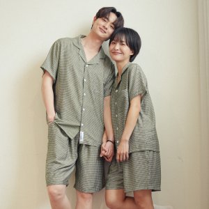 소소미도 여름 커플 잠옷 홈웨어 반팔 인견 파자마 세트