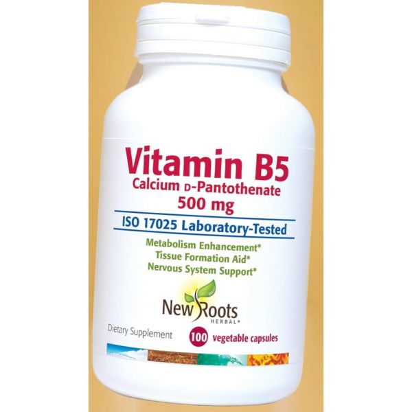 뉴 루츠 허벌 비타민<b>B5500mg</b> 100캡슐 비타민B5 <b>판토텐산</b> 칼슘 D B5 비타민 500mg 미국내수용