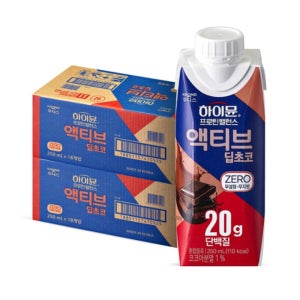 단백질음료 하이뮨 프로틴 밸런스 액티브 딥초코 제로 전해질음료 18개X2박스 (총36입)