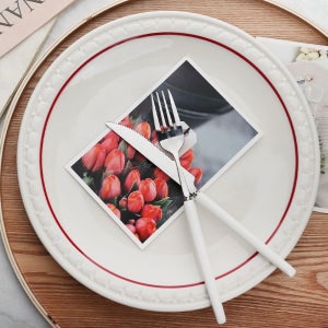 시라쿠스접시 빈티지 플레이팅 디너 쉐난고 카디날 디저트 원형 1개, 26cm, 화이트