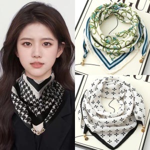 마그네틱 자석 스카프 여성 승무원 면 목 손수건