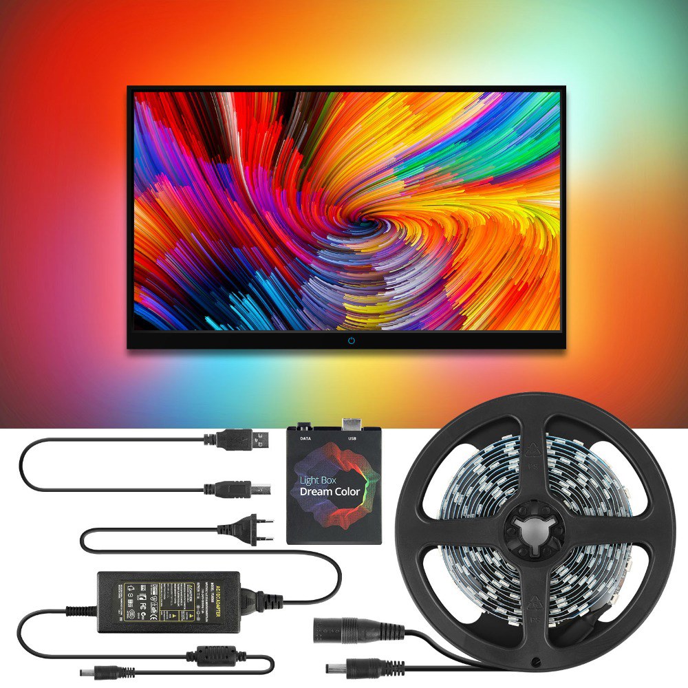 빔 스크린 프로젝트 프로젝터 USB LED 스트립 조명 5050 RGB <b>드림</b> 컬러 앰비언