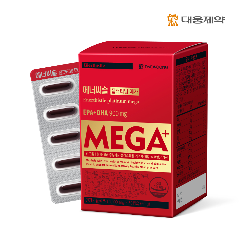 [5중케어 NEW] 에너씨슬 플래티넘 <b>메가</b> 1개월분 / 밀크씨슬 실리마린추출물 오<b>메가</b>3 홍국 콜레스테롤 혈당 혈압 혈행 <b>간 건강</b>
