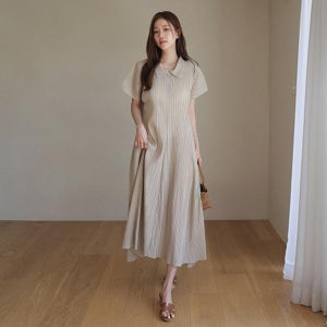 [Made]하이엔드플리츠 카라집업 원피스