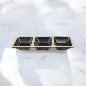 앤틱블랙 직3칸찬기 멜라민 소스 앞접시 반찬 찬기 나눔접시 일식 한식 업소용 찬그릇