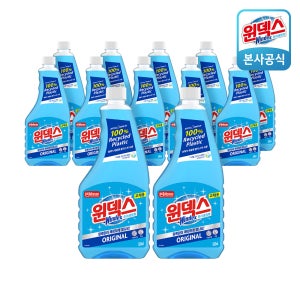 [리필] 윈덱스 다목적 거울 유리 세정제 자동차 유리창 물때 얼룩제거 500ml, 12개