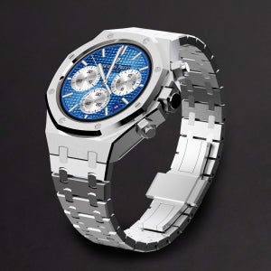 갤럭시워치 7 40mm 호환 풀커버 로얄오크 일체형 메탈 스트랩 케이스