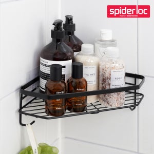 [네이버 단독] 무타공 스마트접착 욕실코너선반(블랙)