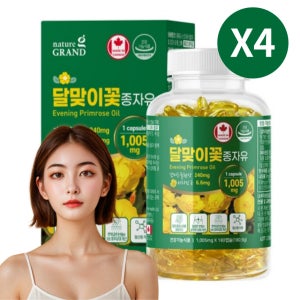 달맞이꽃종자유 감마리놀렌산 PMS 월경 짜증 생리전 증후군 영양제 효능 180캡슐, 4개