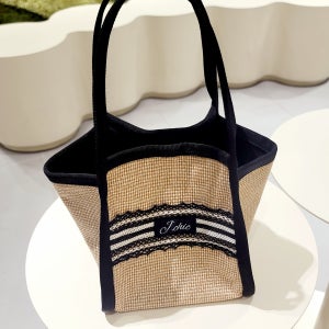 [JCHIC] 핸드메이드 데일리 라피아 버킷 바이어스 라탄 미니 토트 에코백