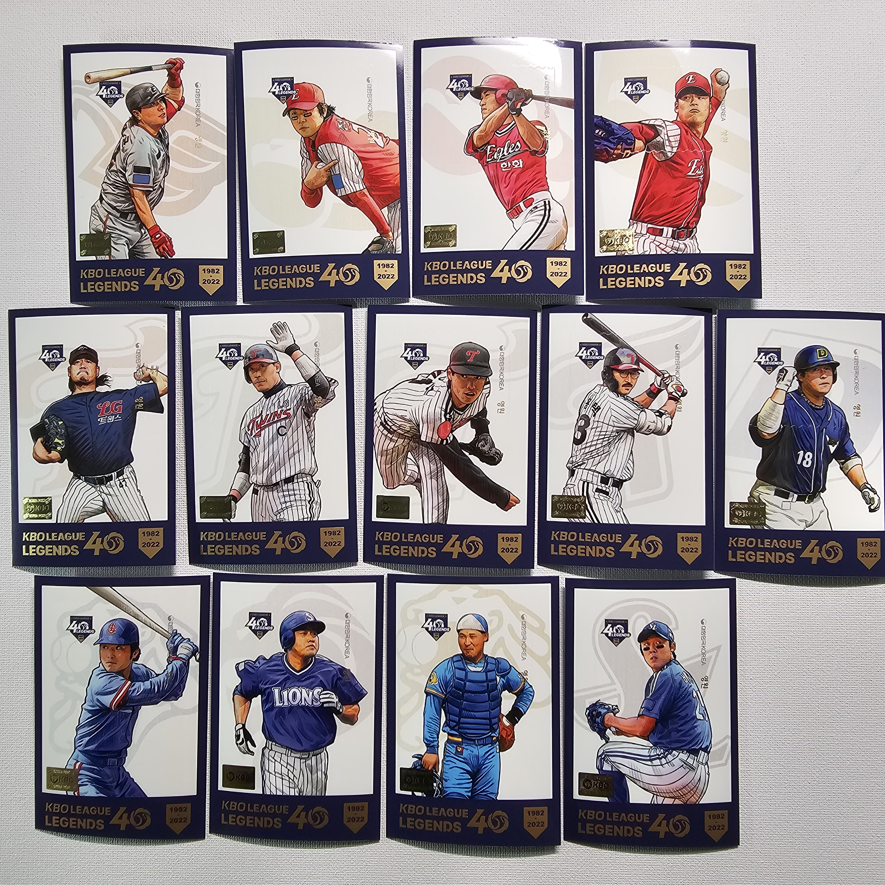 KBO 리그 40주년 기념 레전드 40인 기념 우표 야구카드 모음 구대성 장종훈 정민철 이상훈 이병규 박용택 이만수 양준혁 / KBOL-920