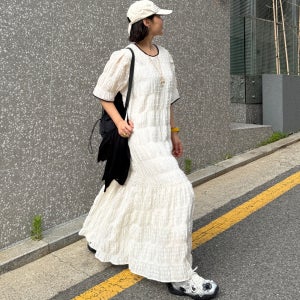 MERCI-2544 팝콘 시어서커 스트랩 롱원피스 [아이]