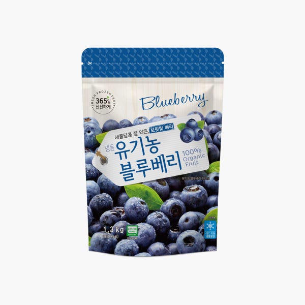 호재준 냉동 세척 유기농 블루베리 1.3kg x 1팩