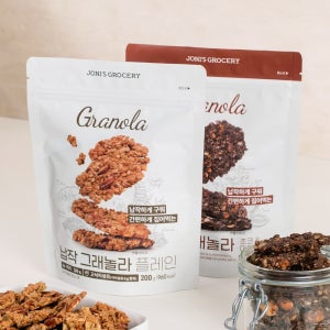 조니스그로서리 납작 그래놀라 수제 시리얼 플레인 1봉 + 초코 1봉