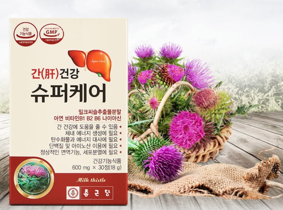 종근당 <b>간건강 슈퍼케어</b> 밀크시슬 밀크씨슬 효과 효능 간 보호제 600mg 30정, 1개