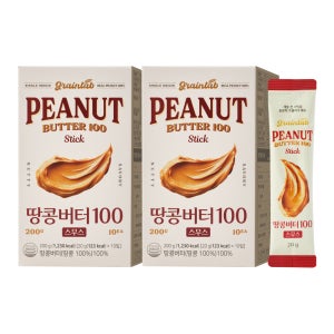 그레인랩 땅콩버터100 스무스 짜먹는 땅콩버터스틱 10개입 200g, 2개