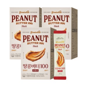 그레인랩 땅콩버터100 스무스 짜먹는 땅콩버터스틱 10개입 200g, 3개