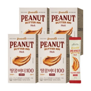 그레인랩 땅콩버터100 스무스 짜먹는 땅콩버터스틱 10개입 200g, 4개