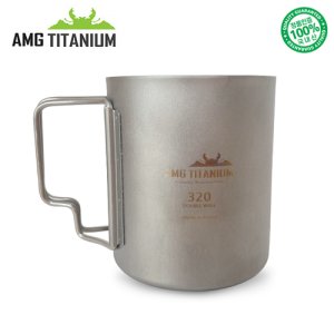 AMG티타늄 이중머그컵 더블월 캠핑 백패킹용품 초경량 내열 340ml 에이엠지티타늄