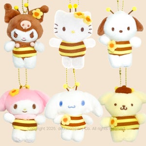 산리오 키링 인형 꿀벌 가방고리 8cm 헬로키티 시나모롤 마이멜로디 포차코 쿠로미