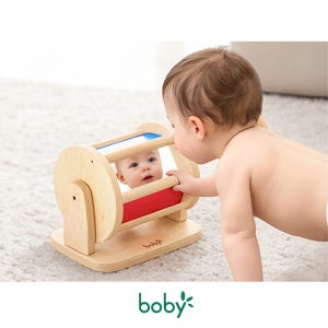 boby 몬테소리 유아 아동 터미타임 원목 교구 스피닝 드럼 대근육 베이비 토들러 장난감