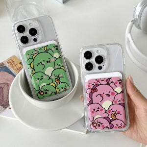 맥세이프 카드 지갑 케이스 슬라이드 카드2장 수납 귀여운 리틀티노 와글와글 교통카드 태그