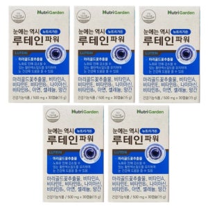뉴트리가든 루테인파워 빌베리 아이눈 보라 영양 보충 약500mg 30캡슐, 5개