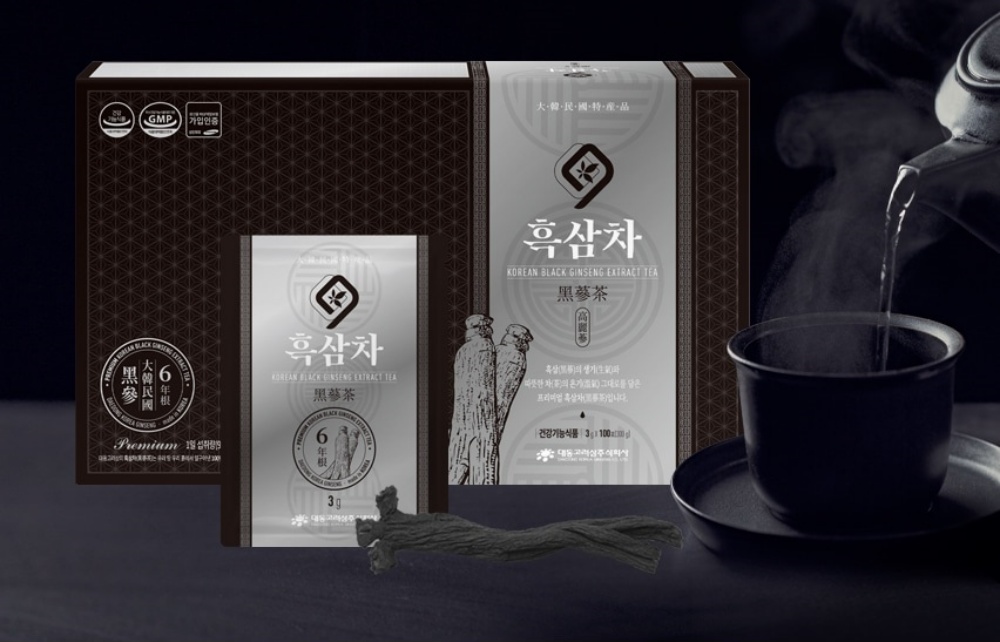 프리미엄 흑삼차 구증구포 6년근 홍삼차 인삼차 진세노사이드 3.6mg 함유 100포