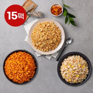 (혼합)흑닭 더 빅 닭가슴살 볶음밥 350g 3종(직화짬뽕맛,잡채,마늘계란버터) 15팩