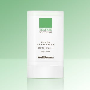 웰더마 티트리 허브 톡스 시카 진정 산뜻 보송 선스틱 SPF50+ 19g, 1개