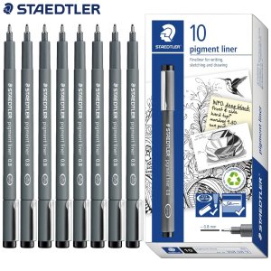 스테들러 피그먼트 라이너 0.8mm 1타 10개입 캘리그라피 드로잉 디자이너 펜