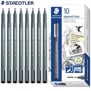 스테들러 피그먼트 잉크 라이너 미술 디자인 펜 1.2mm, 10개