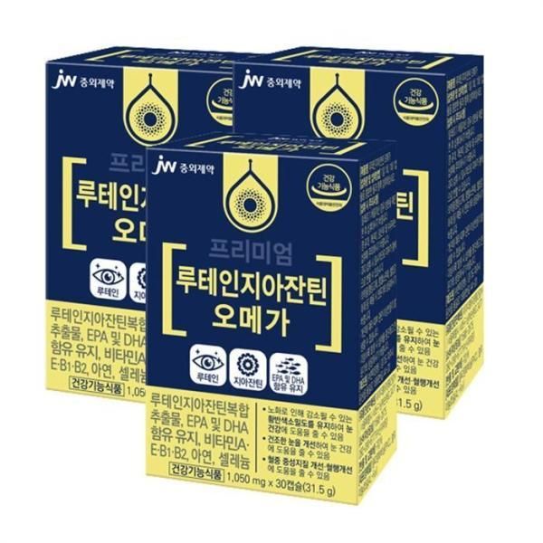 JW<b>중외제약</b> 루테인지아잔틴 오메가 30캡슐 3개 192916