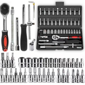 미니 라쳇 렌치 세트 46pcs 수공구 드라이버비트 십자 일자 육각 별 소켓 자동차공구