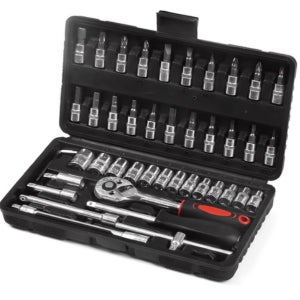 미니 라쳇 렌치 세트 46pcs 수공구 드라이버비트 십자 일자 육각 별 소켓 자동차공구