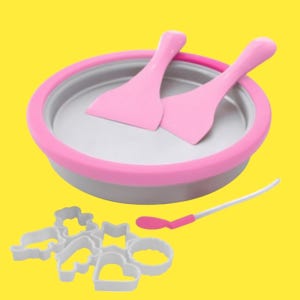 철판아이스크림판 철판 아이스크림 메이커 기계 팬 가정용 만들기 세트, 지름 30cm