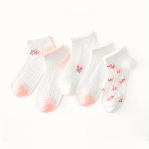 프리티 플라워 유아 초등 여아 아동 메쉬 발목 양말 5종세트 J63