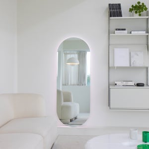 아워프레임 타원형 전신거울 LED 간접조명 호텔 카페 현관 욕실 거울 500x1500