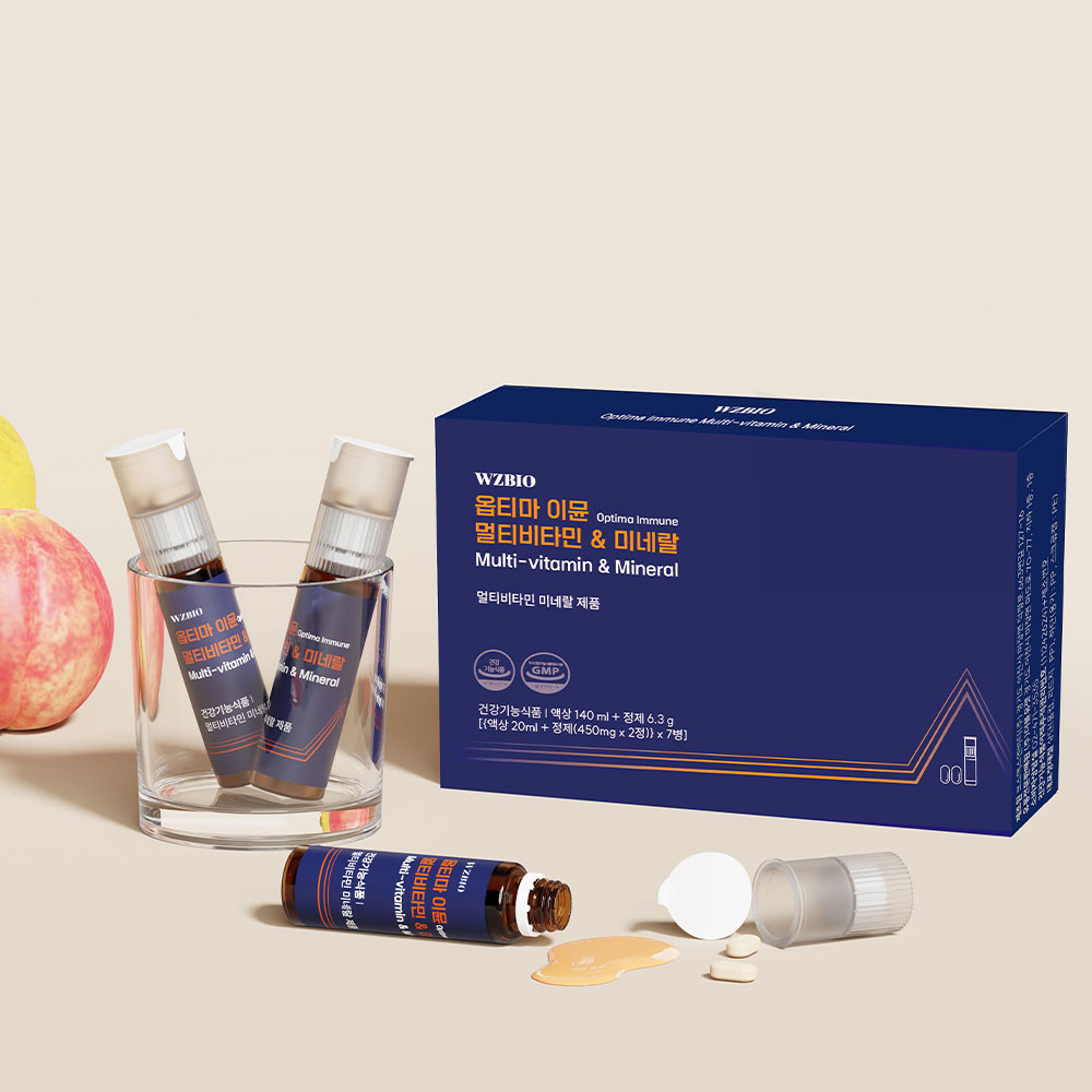 더블유젯바이오 WZBIO <b>옵티마</b> 이뮨 멀티비타민&amp;미네랄 (액상+정제) 영양제 7개입, 2개