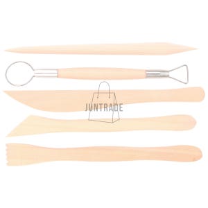 우드 도예공작칼 지점토끌 도구세트 5P 지점토조각칼세트