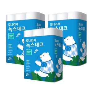 모나리자 녹스 3겹 데코 30M x 30롤 x 3개 롤화장지 휴지
