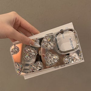 아이폰 채은 큐빅 거울 고급 13 블링 하트 러블리 비주얼 미러 프로 맥스 미니 케이스